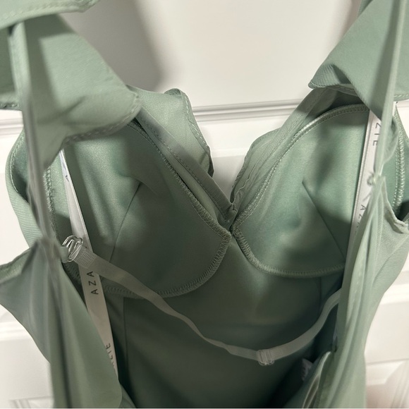 Azazie Arela Dress Stretch Matcha Green A12 - Picture 9 of 11